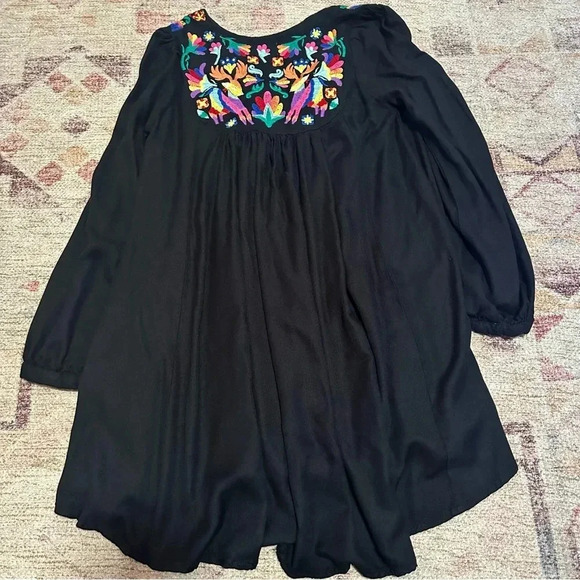 Womens Judith March Embroidered Mini Dress Long Sleeve Black M - Picture 7 of 14